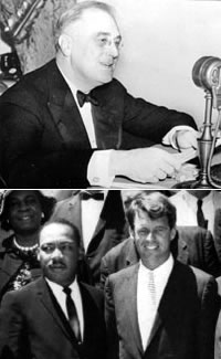 F.D. Roosevelt (top), M. L. King and R. F. Kennedy