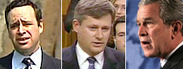 Frum (left) , Harper and Bush (right)