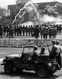 The massacre of Kent State University students in 1970