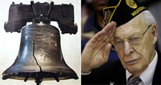 American Liberty Bell and U.S. World War II Veteran