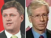 Stephen Harper (left) and St�phane Dion (right)