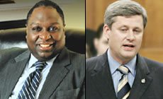 Mark Warner (left) and Prime Minister Stephen Harper