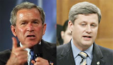 George Bush [Left] and Stephen Harper