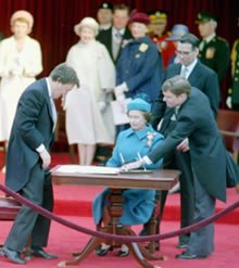 Sign of Canadian Charter of Rights and Freedoms