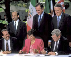 Carlos Salinas de Gortari, U.S. president George Bush, and Brian Mulroney