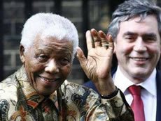 Nelson Mandela with British Prime Minister Gordon Brown