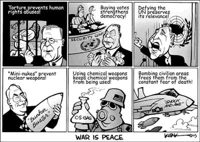 War is Peace Political Cartoon